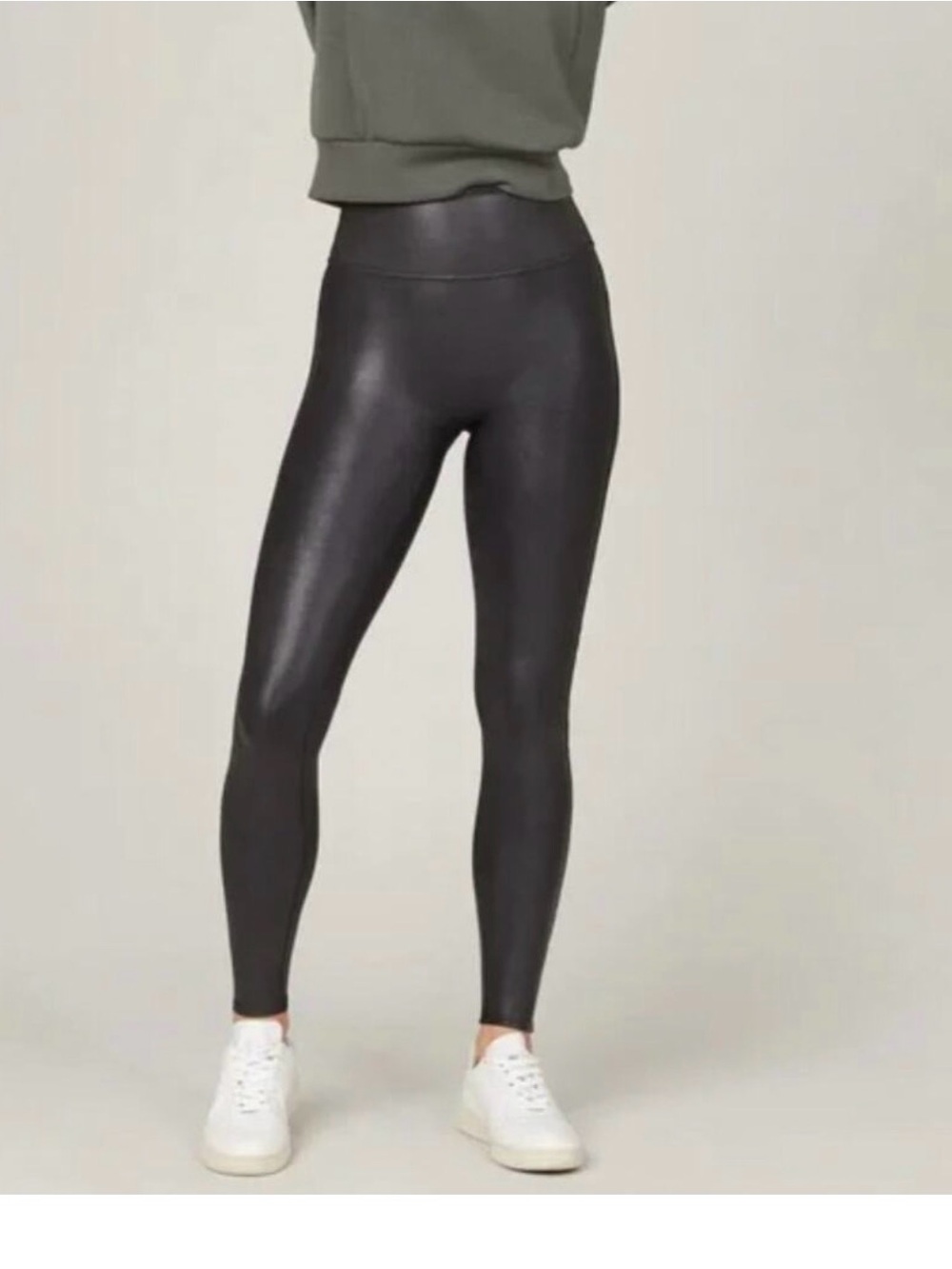 High-Waist Black Faux-Leather Leggings